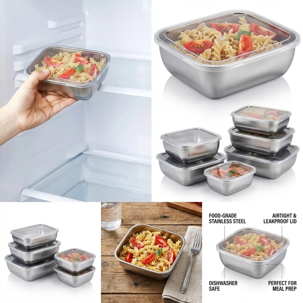 6pcs 스텐 밀폐 용기 스텐 반찬통 누수 방지 6pc - Kitchen Gadgets Organizer 리뷰 및 가격