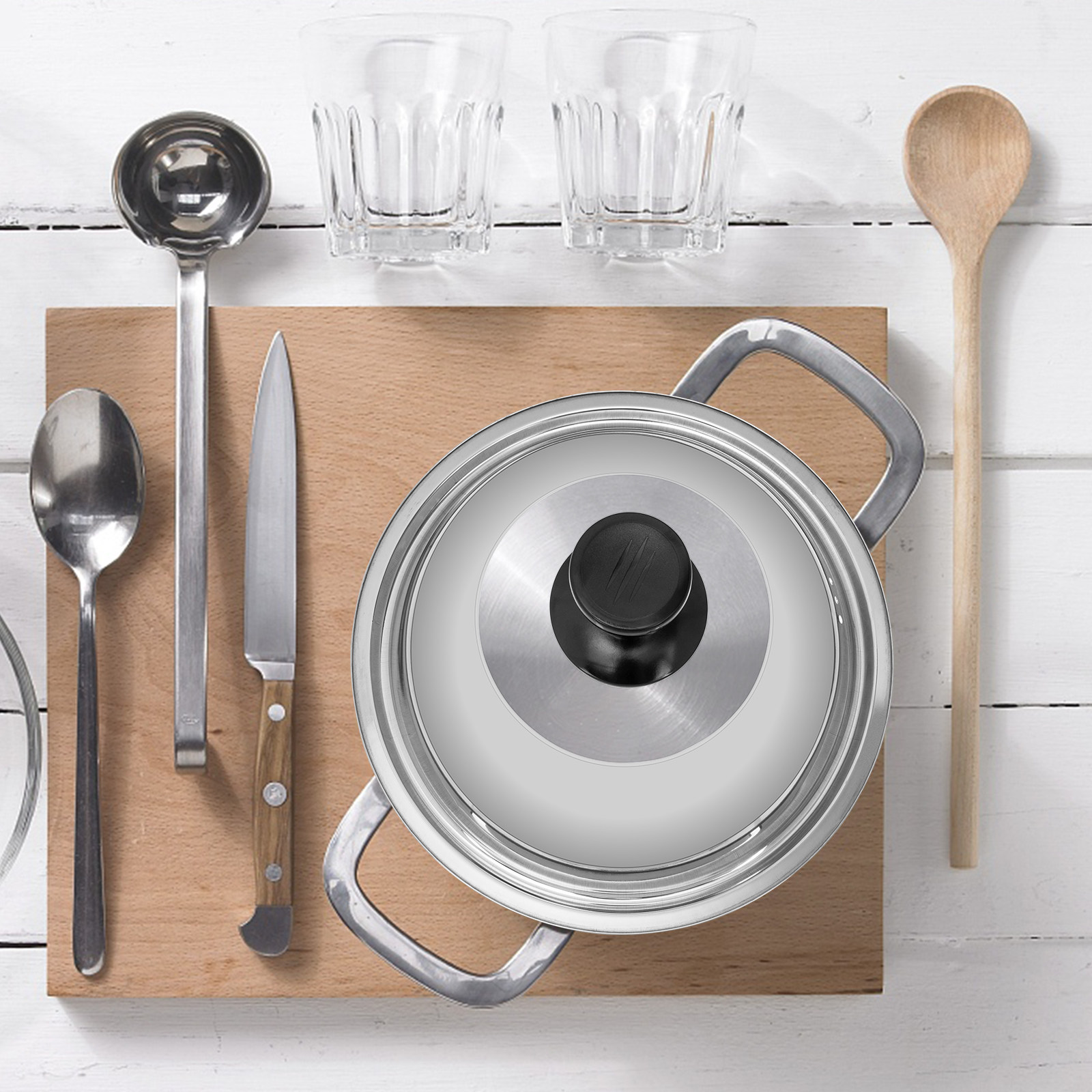 두꺼운 냄비 덮개, 투명한 스테인리스 스틸 프라이팬 뚜 - Kitchen Helper Gadgets 리뷰 및 가격
